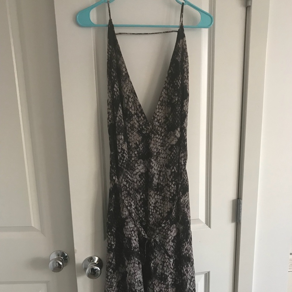 Deep V-Neck Strappy Midi Dress